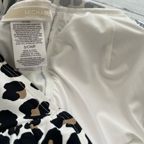 Michael Kors Animal print leopard Tankini swim top S bathing suit grandma core - Picture 10 of 12